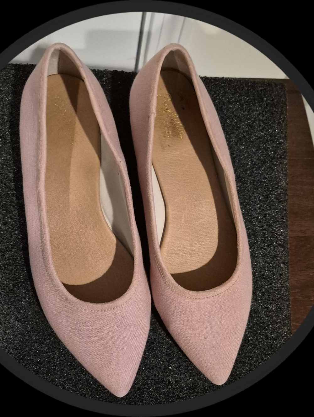 Seychelles 'Back East Rose Linen Pointed Toe Ballet Flats & Leather Sock Lining